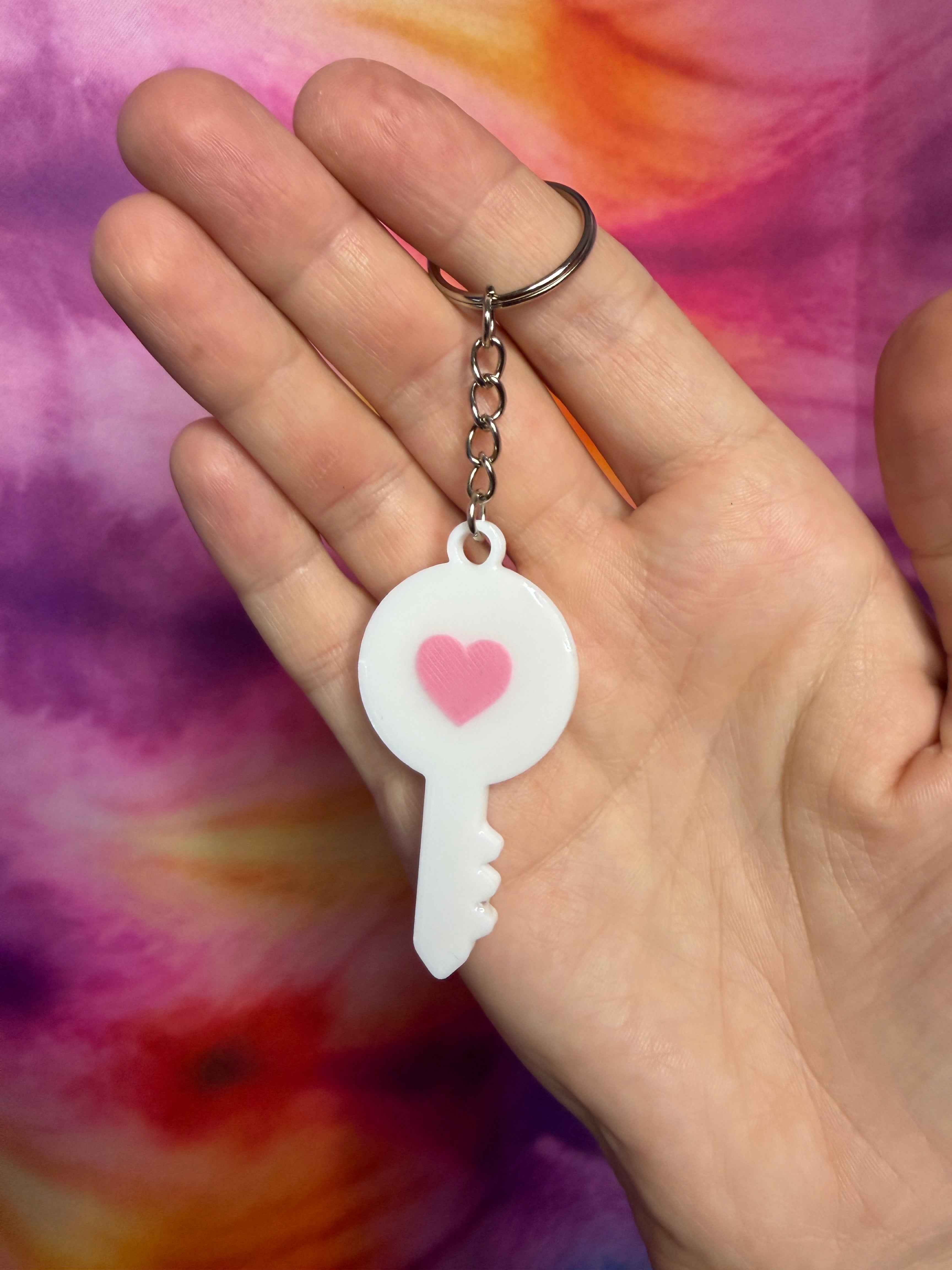 Key with Pink Heart NFC Keychain