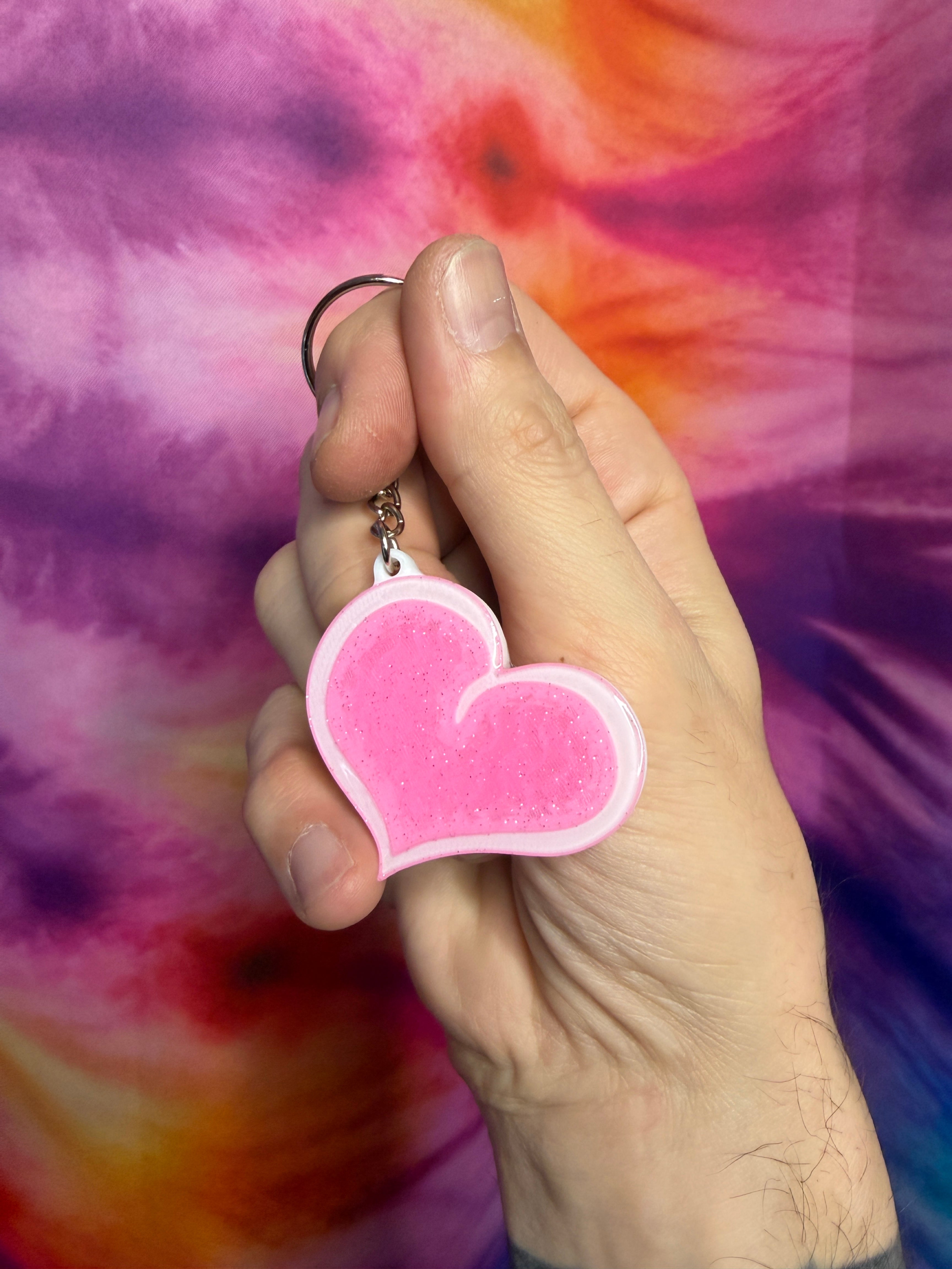 Pink Sparkle Heart NFC Keychain