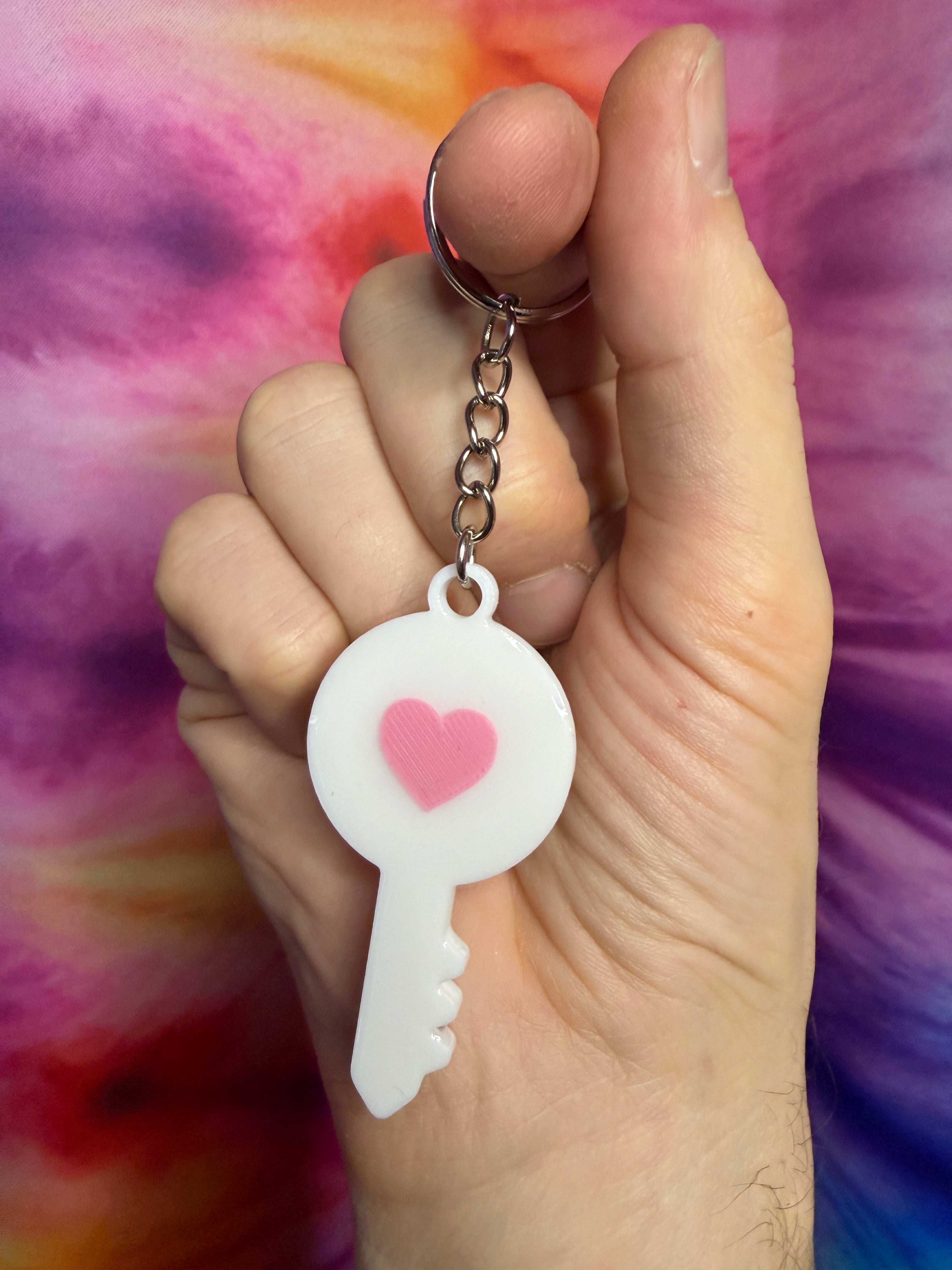 Key with Pink Heart NFC Keychain