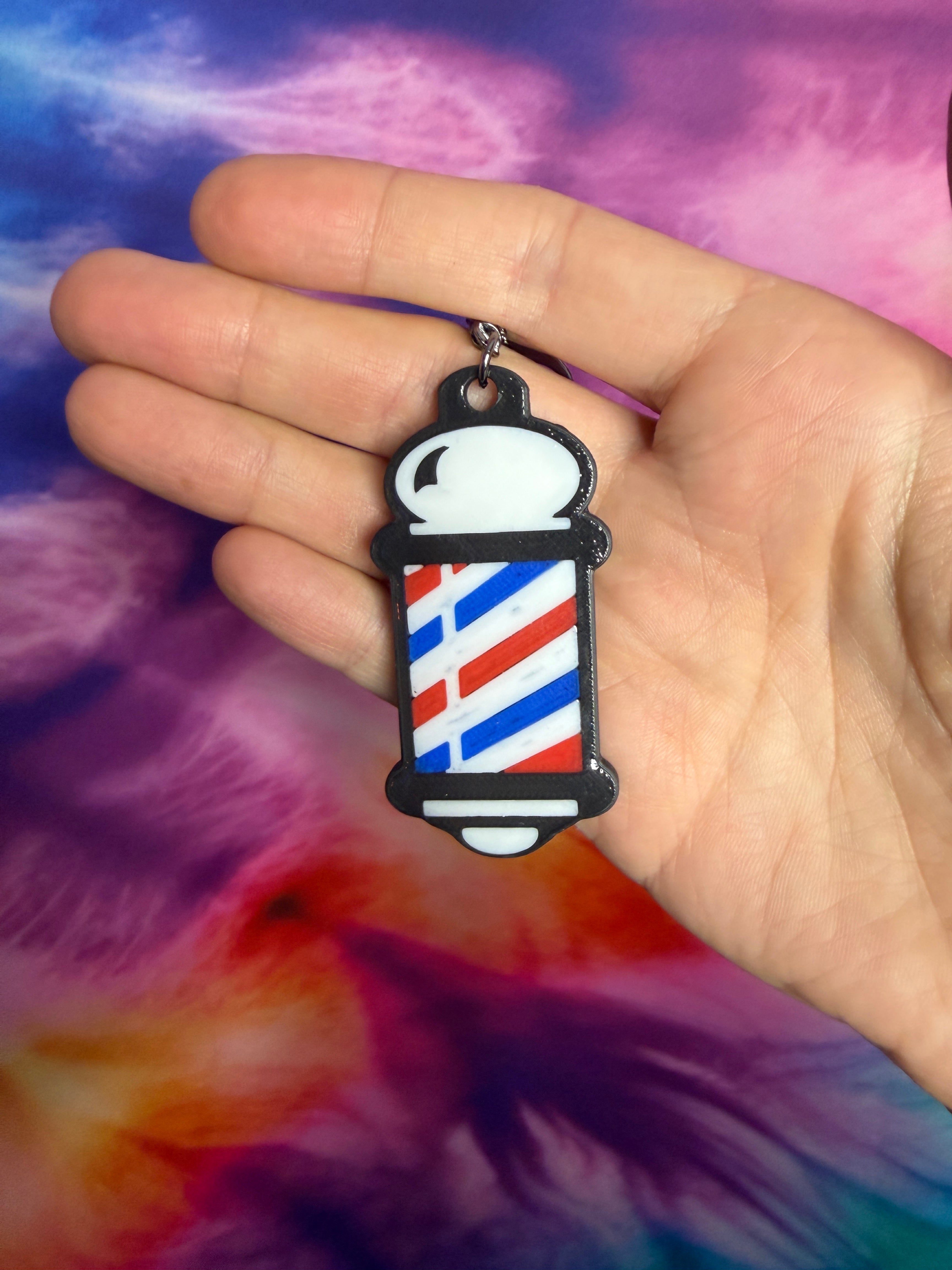 Barbershop Pole NFC Keychain