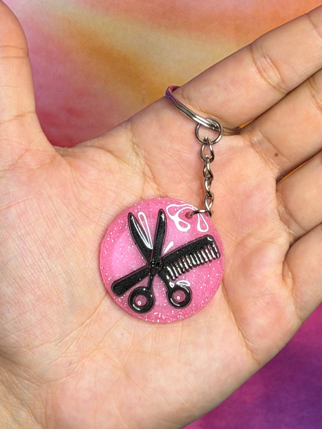 Pink Hair Stylist NFC Keychain