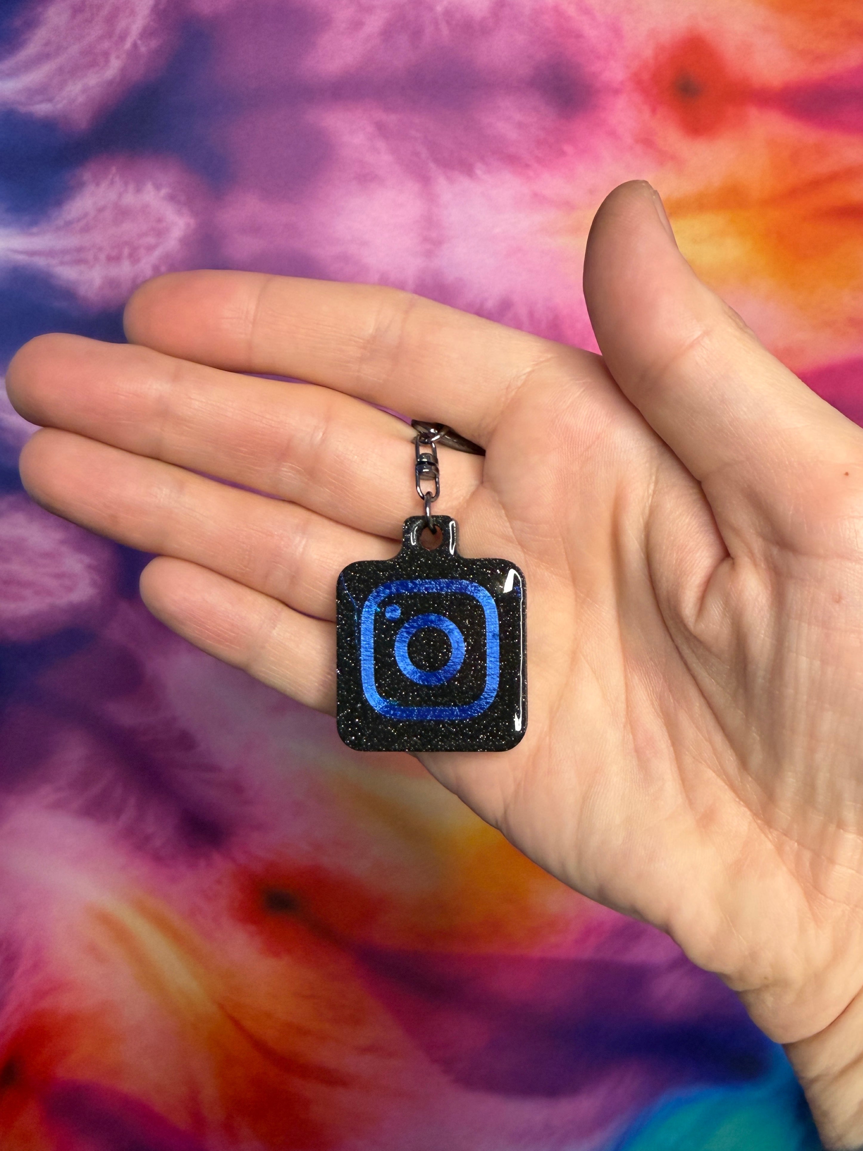 Midnight Black and Silk Blue Instagram NFC Keychain