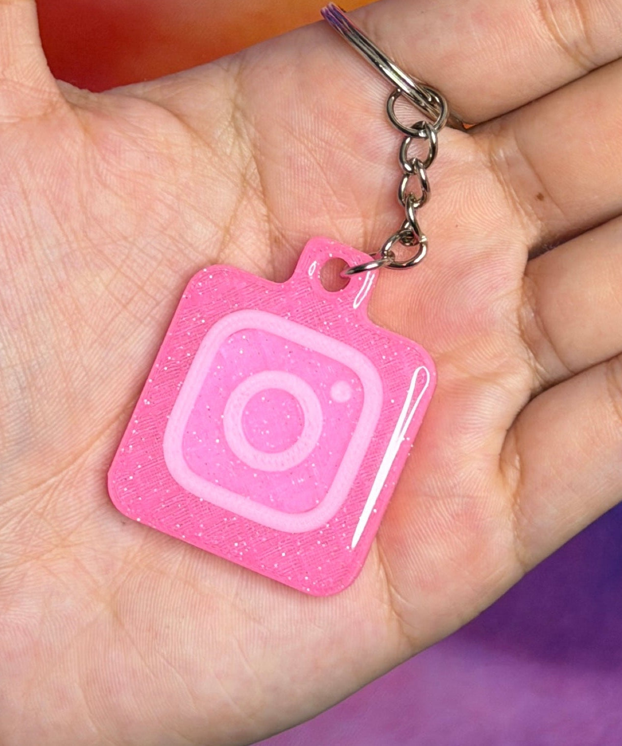 Sparkle Pink and White Instagram NFC Keychain Free US Delivery