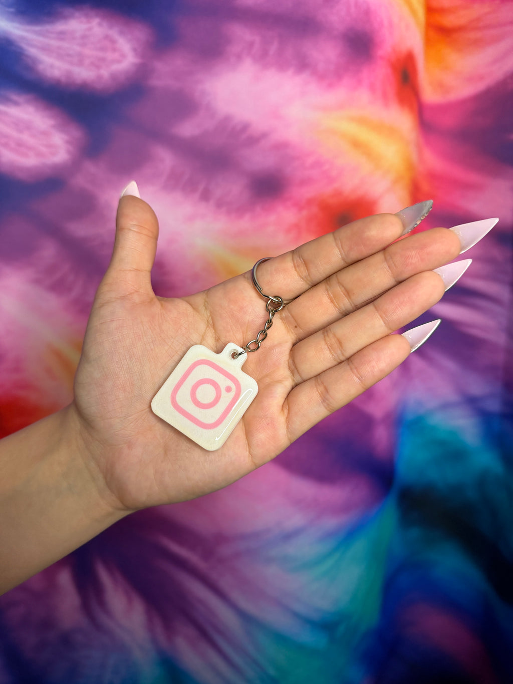 White with Pink Instagram NFC Keychain