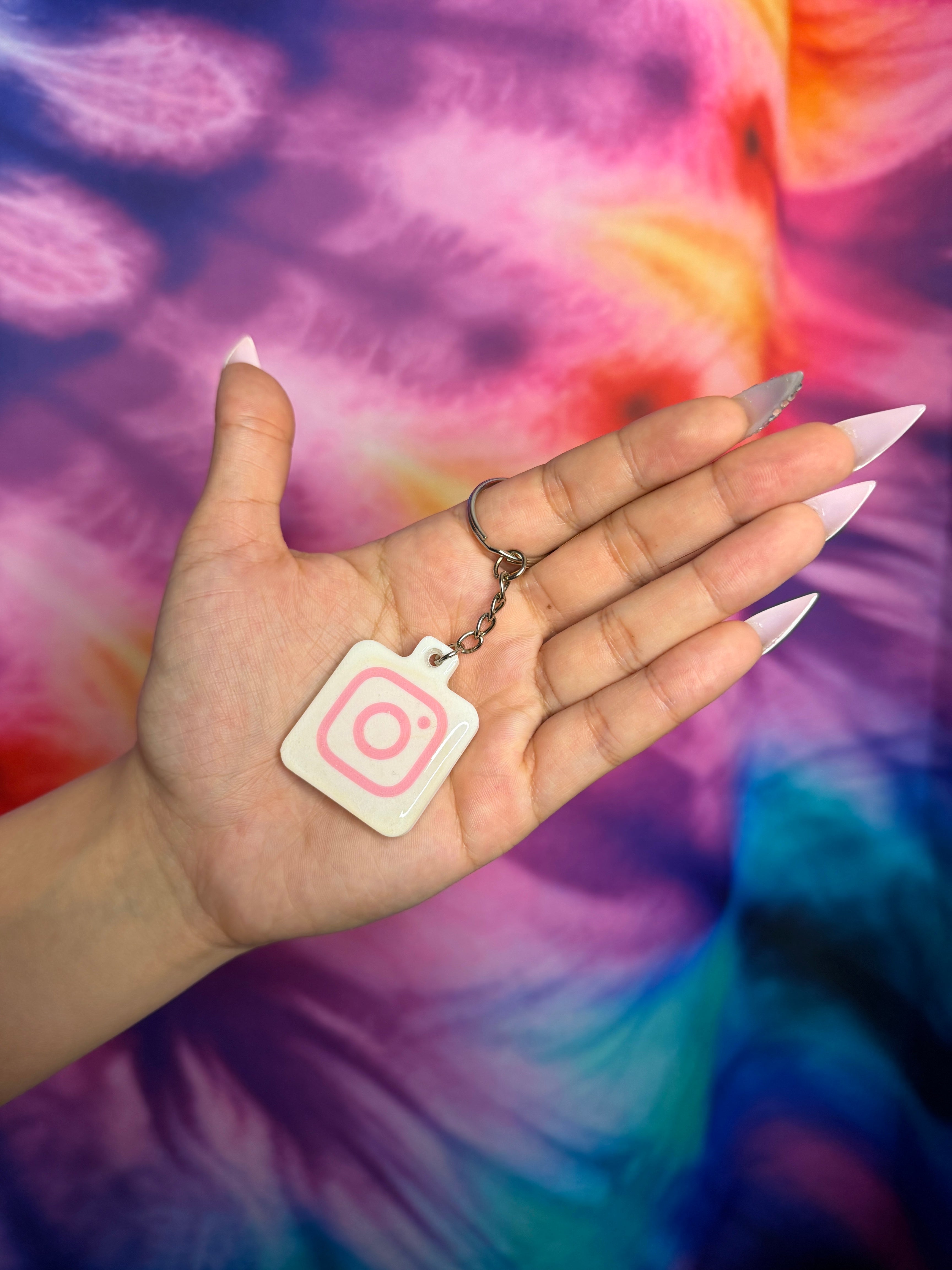 White with Pink Instagram NFC Keychain