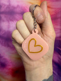 Pink with Gold Heart NFC Keychain