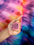 Sparkle Pink and Black Instagram NFC Keychain