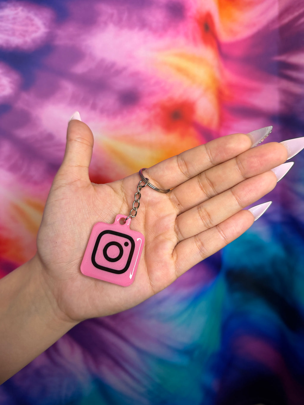 Sparkle Pink and Black Instagram NFC Keychain