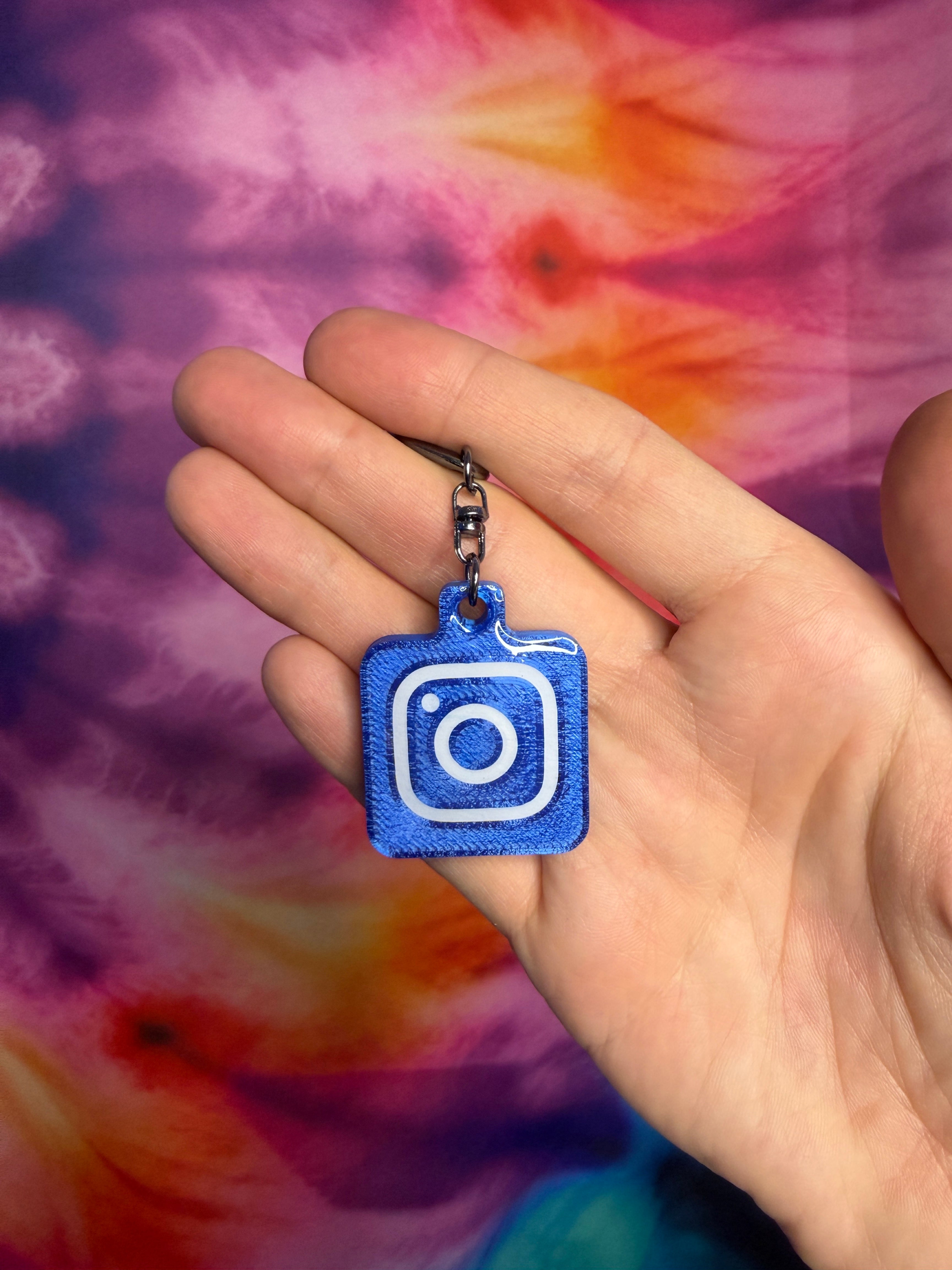 Silk Blue and White Instagram NFC Keychain