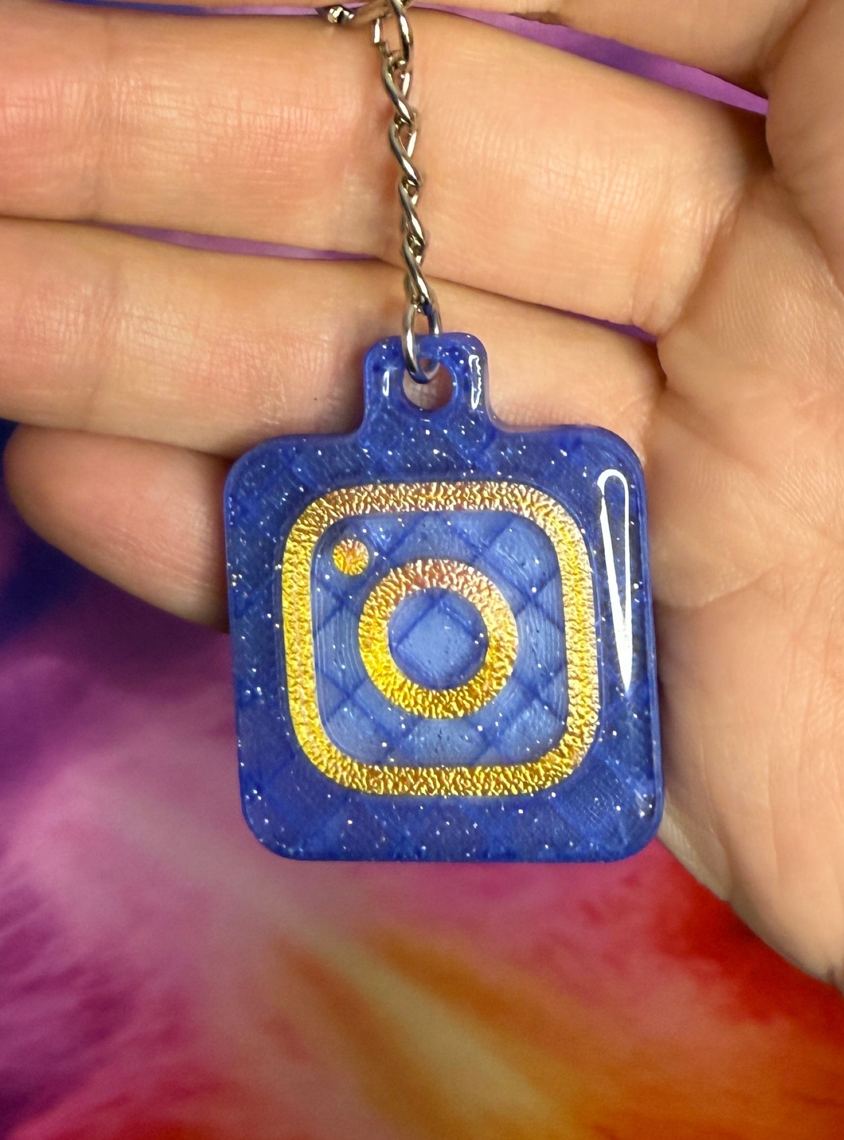 Instagram NFC Keychain - Sparkle Blue and Gold