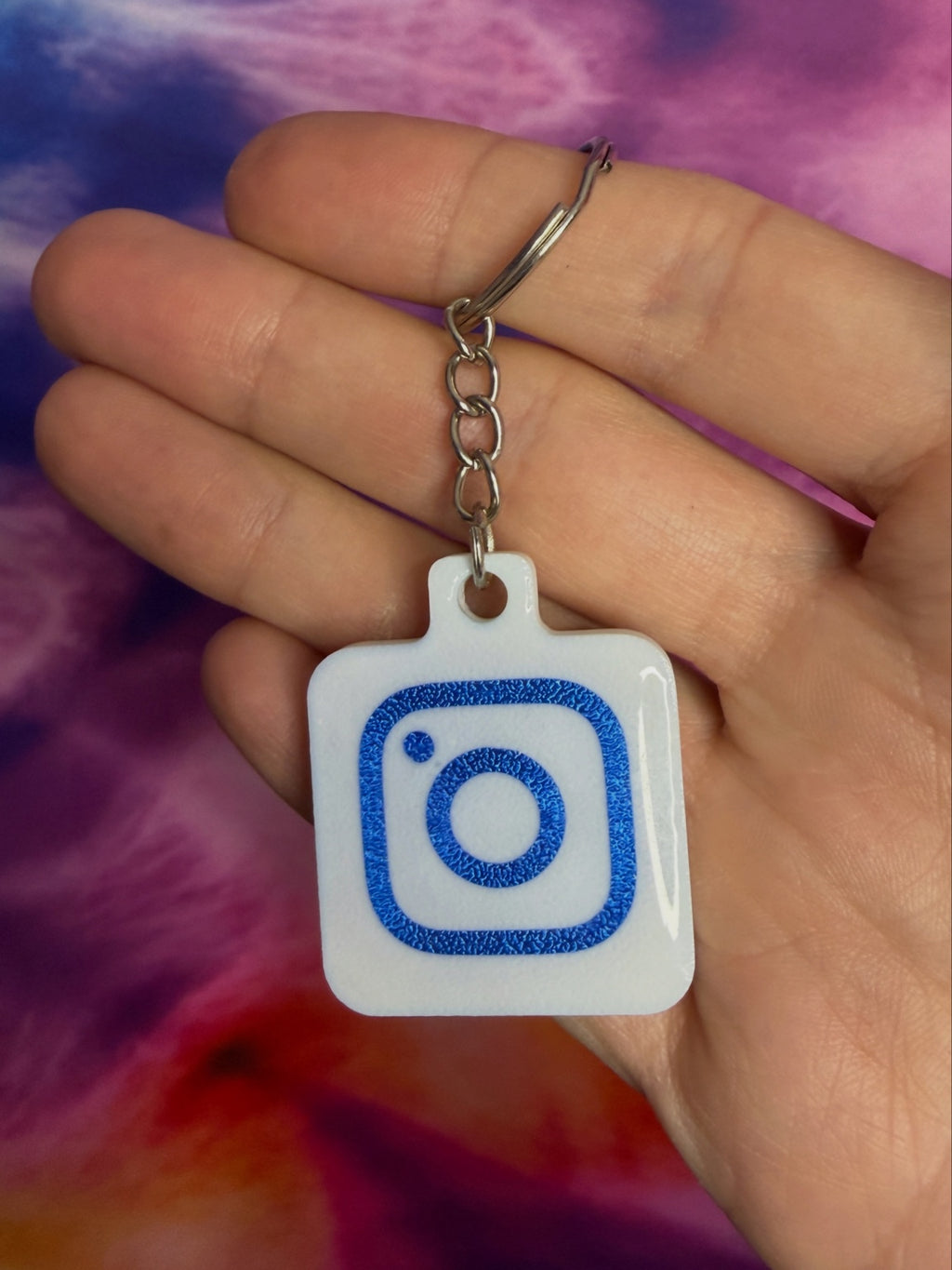 Instagram NFC Keychain - White with Silk Blue