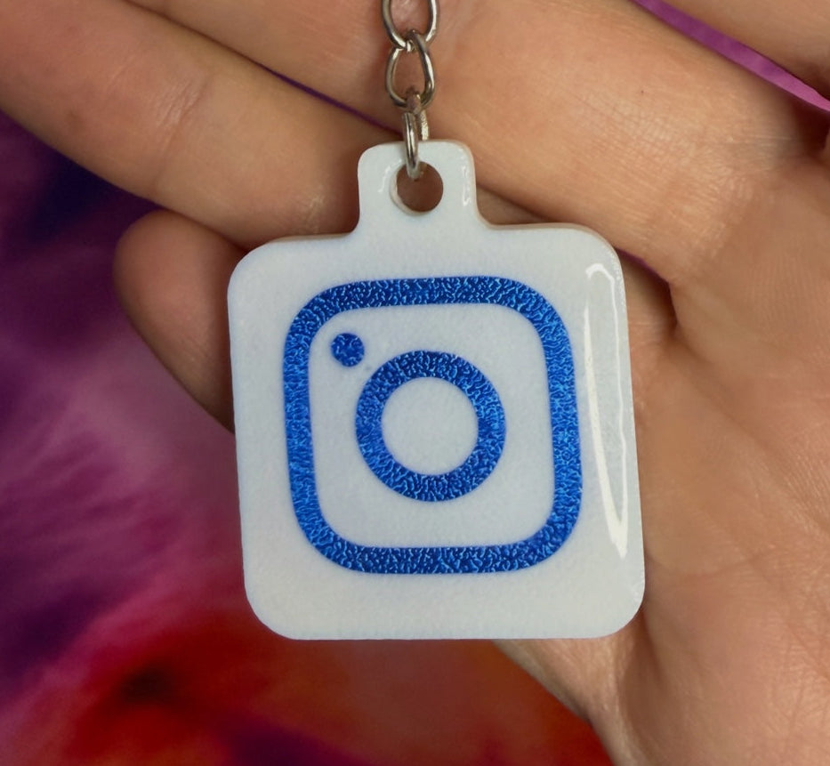 Instagram NFC Keychain - White with Silk Blue