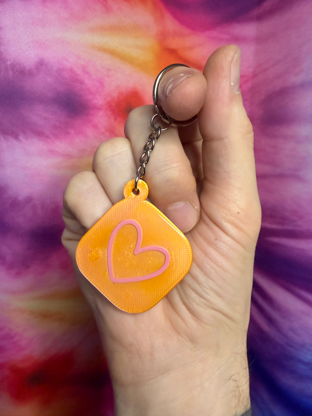 Gold with Pink Heart NFC Keychain