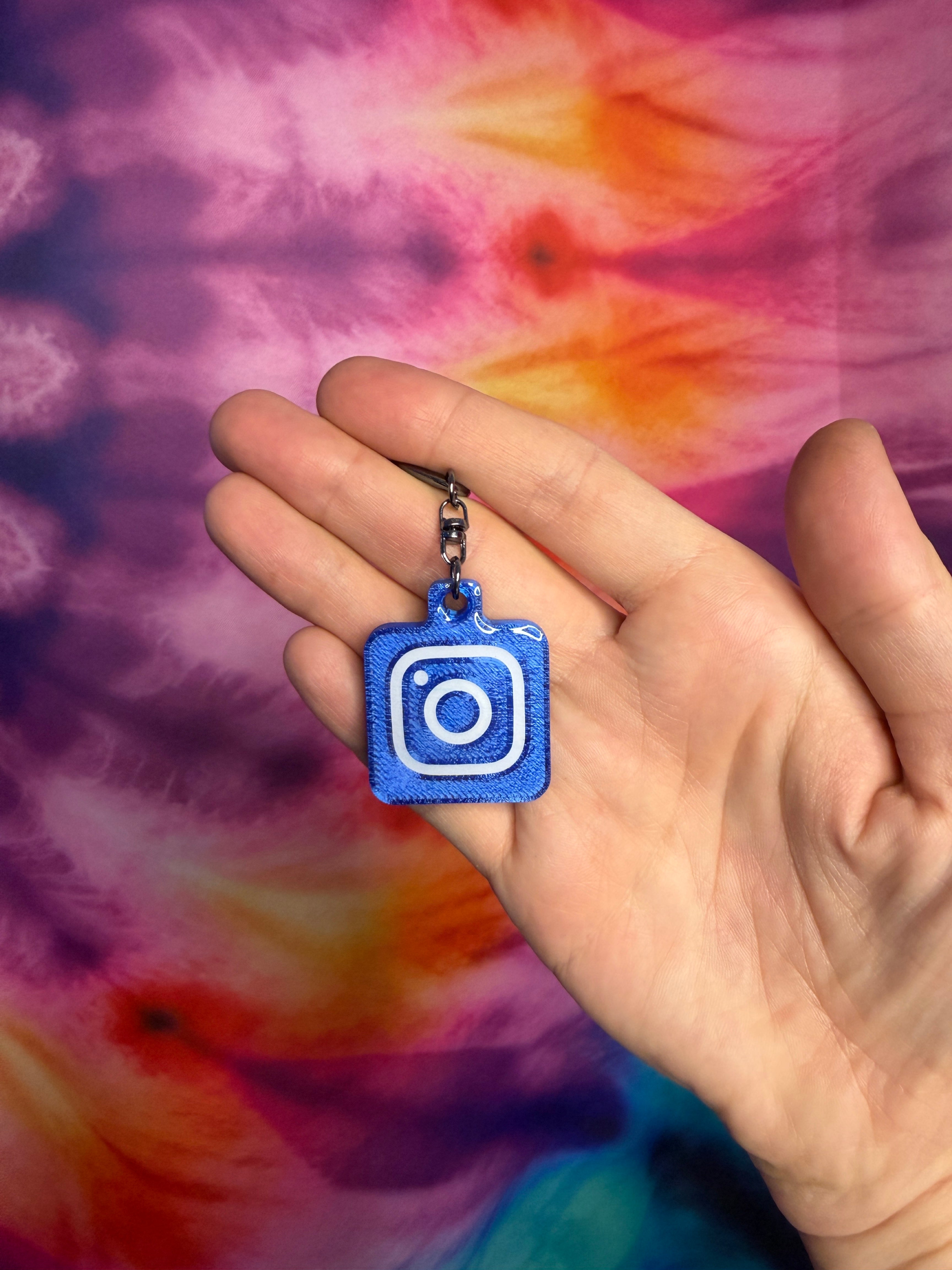 Silk Blue and White Instagram NFC Keychain